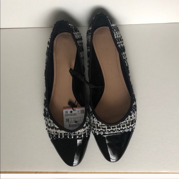 Tweed Fabrics Flats with Silver Toe Cap